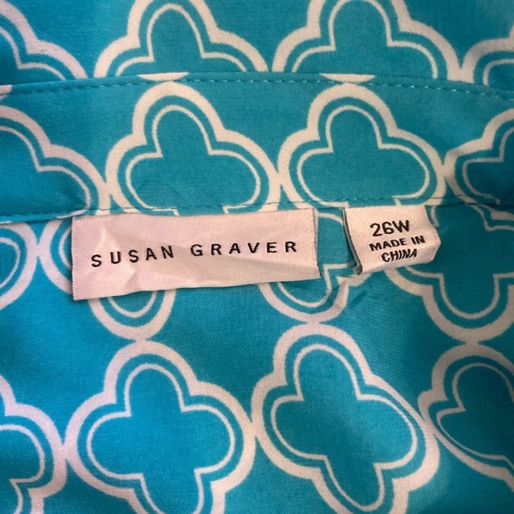 Susan Graver Multicolored Button Down Shirt with Tie Front - Picture 3 of 15